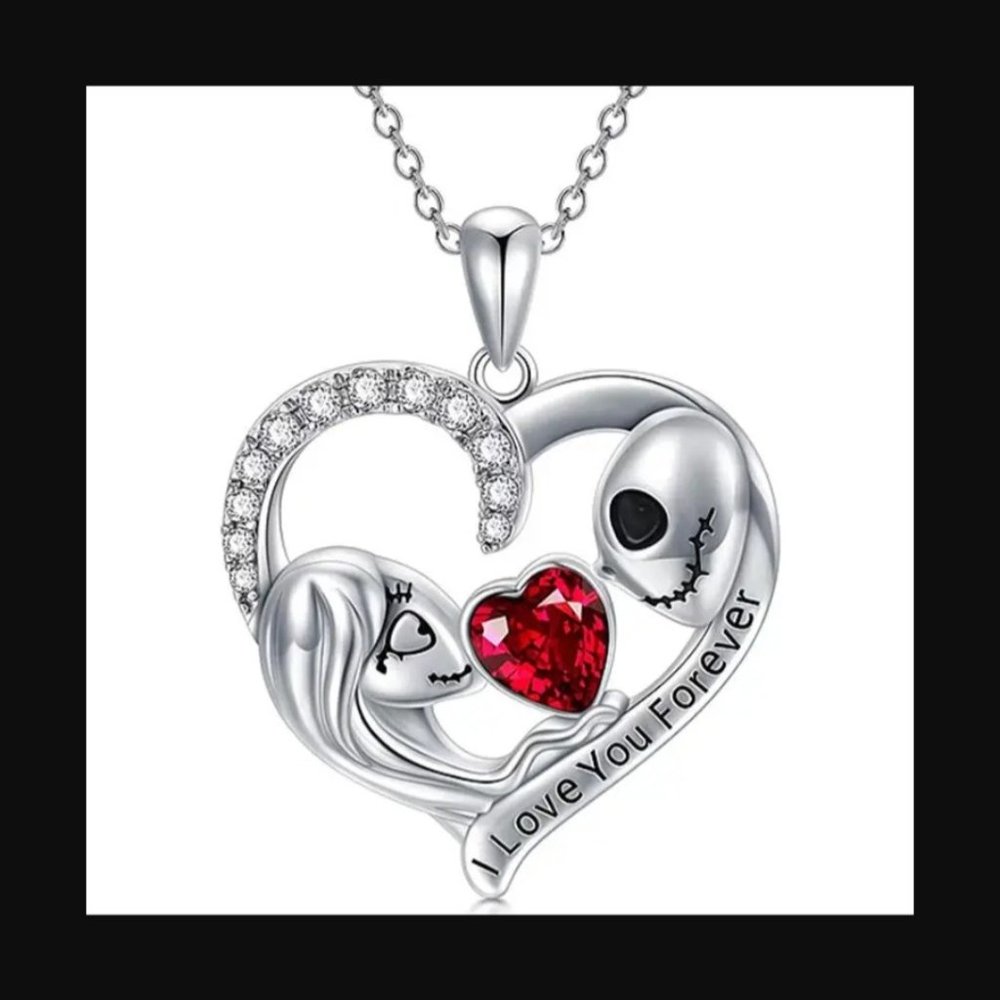 1pc Gothic Couple Heart Skull Pendant Punk Creative Skull Heart Pendant Jewelry